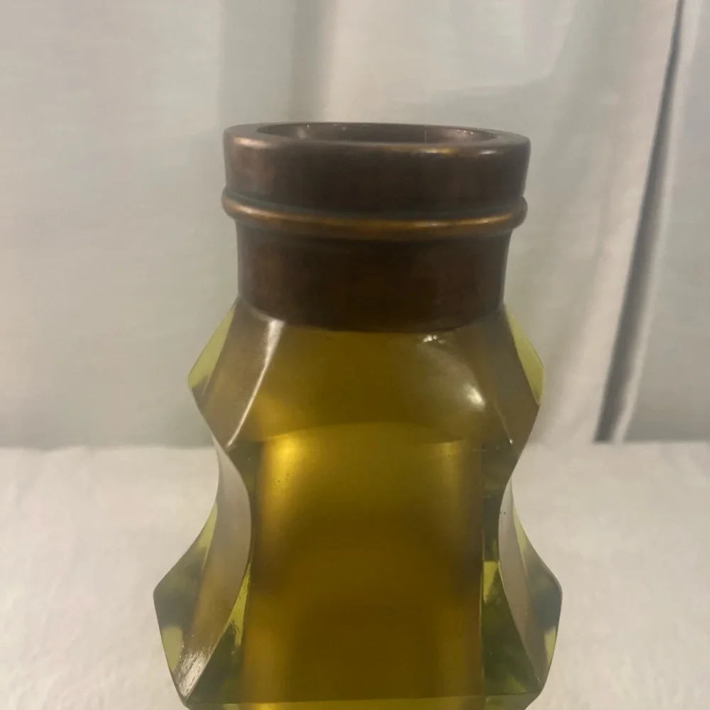 Vintage MCM Large 9” Green Amber Lucite‎ canister container Bottle Vase